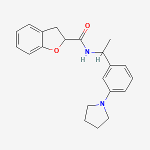 molecular formula C21H24N2O2 B7140414 N-[1-(3-pyrrolidin-1-ylphenyl)ethyl]-2,3-dihydro-1-benzofuran-2-carboxamide 