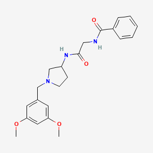 molecular formula C22H27N3O4 B7140442 N-[2-[[1-[(3,5-dimethoxyphenyl)methyl]pyrrolidin-3-yl]amino]-2-oxoethyl]benzamide 