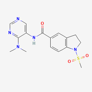 molecular formula C16H19N5O3S B7140512 N-[4-(dimethylamino)pyrimidin-5-yl]-1-methylsulfonyl-2,3-dihydroindole-5-carboxamide 