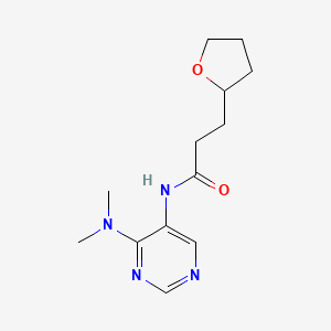 molecular formula C13H20N4O2 B7140532 N-[4-(dimethylamino)pyrimidin-5-yl]-3-(oxolan-2-yl)propanamide 