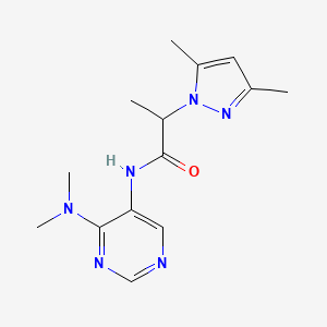 molecular formula C14H20N6O B7140540 N-[4-(dimethylamino)pyrimidin-5-yl]-2-(3,5-dimethylpyrazol-1-yl)propanamide 