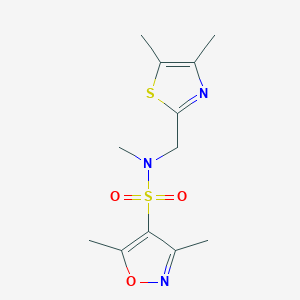 molecular formula C12H17N3O3S2 B7140654 N-[(4,5-dimethyl-1,3-thiazol-2-yl)methyl]-N,3,5-trimethyl-1,2-oxazole-4-sulfonamide 