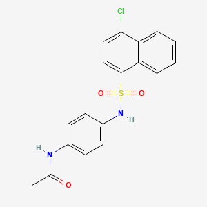 molecular formula C18H15ClN2O3S B7140660 N-(4-{[(4-chloro-1-naphthyl)sulfonyl]amino}phenyl)acetamide 