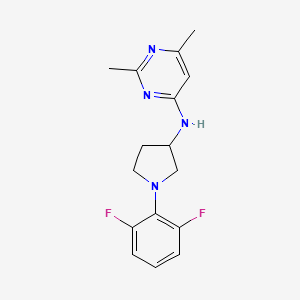 molecular formula C16H18F2N4 B7140736 N-[1-(2,6-difluorophenyl)pyrrolidin-3-yl]-2,6-dimethylpyrimidin-4-amine 