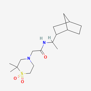 molecular formula C17H30N2O3S B7140843 N-[1-(2-bicyclo[2.2.1]heptanyl)ethyl]-2-(2,2-dimethyl-1,1-dioxo-1,4-thiazinan-4-yl)acetamide 