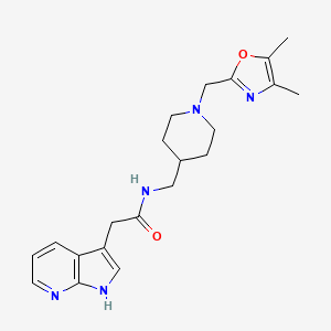 molecular formula C21H27N5O2 B7140941 N-[[1-[(4,5-dimethyl-1,3-oxazol-2-yl)methyl]piperidin-4-yl]methyl]-2-(1H-pyrrolo[2,3-b]pyridin-3-yl)acetamide 