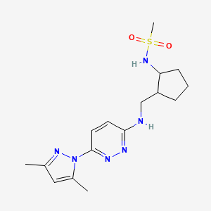 molecular formula C16H24N6O2S B7141043 N-[2-[[[6-(3,5-dimethylpyrazol-1-yl)pyridazin-3-yl]amino]methyl]cyclopentyl]methanesulfonamide 