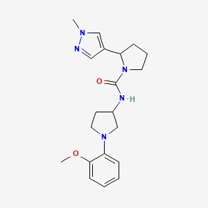 molecular formula C20H27N5O2 B7141072 N-[1-(2-methoxyphenyl)pyrrolidin-3-yl]-2-(1-methylpyrazol-4-yl)pyrrolidine-1-carboxamide 