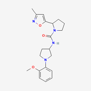 molecular formula C20H26N4O3 B7141080 N-[1-(2-methoxyphenyl)pyrrolidin-3-yl]-2-(3-methyl-1,2-oxazol-5-yl)pyrrolidine-1-carboxamide 