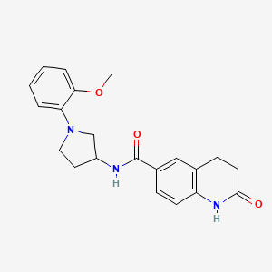 molecular formula C21H23N3O3 B7141187 N-[1-(2-methoxyphenyl)pyrrolidin-3-yl]-2-oxo-3,4-dihydro-1H-quinoline-6-carboxamide 