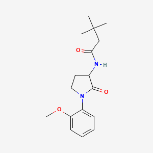 molecular formula C17H24N2O3 B7141227 N-[1-(2-methoxyphenyl)-2-oxopyrrolidin-3-yl]-3,3-dimethylbutanamide 
