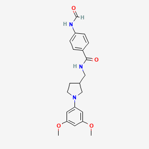 molecular formula C21H25N3O4 B7141247 N-[[1-(3,5-dimethoxyphenyl)pyrrolidin-3-yl]methyl]-4-formamidobenzamide 