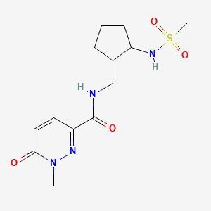 molecular formula C13H20N4O4S B7141285 N-[[2-(methanesulfonamido)cyclopentyl]methyl]-1-methyl-6-oxopyridazine-3-carboxamide 