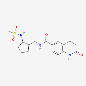 molecular formula C17H23N3O4S B7141298 N-[[2-(methanesulfonamido)cyclopentyl]methyl]-2-oxo-3,4-dihydro-1H-quinoline-6-carboxamide 