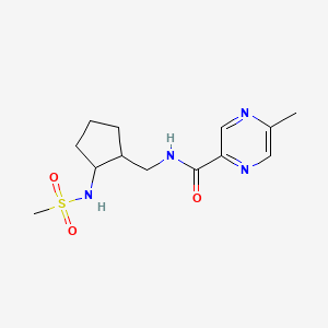 molecular formula C13H20N4O3S B7141299 N-[[2-(methanesulfonamido)cyclopentyl]methyl]-5-methylpyrazine-2-carboxamide 