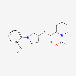 molecular formula C20H29N3O3 B7141310 N-[1-(2-methoxyphenyl)pyrrolidin-3-yl]-1-propanoylpiperidine-2-carboxamide 