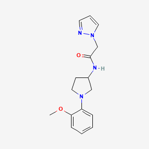 molecular formula C16H20N4O2 B7141348 N-[1-(2-methoxyphenyl)pyrrolidin-3-yl]-2-pyrazol-1-ylacetamide 
