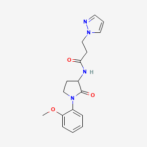 molecular formula C17H20N4O3 B7141371 N-[1-(2-methoxyphenyl)-2-oxopyrrolidin-3-yl]-3-pyrazol-1-ylpropanamide 