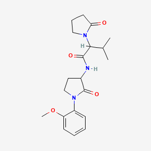molecular formula C20H27N3O4 B7141379 N-[1-(2-methoxyphenyl)-2-oxopyrrolidin-3-yl]-3-methyl-2-(2-oxopyrrolidin-1-yl)butanamide 