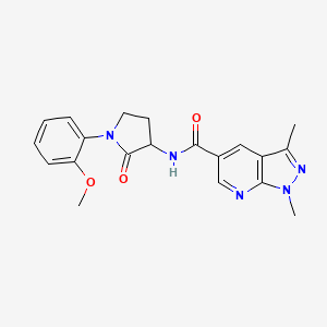 molecular formula C20H21N5O3 B7141383 N-[1-(2-methoxyphenyl)-2-oxopyrrolidin-3-yl]-1,3-dimethylpyrazolo[3,4-b]pyridine-5-carboxamide 