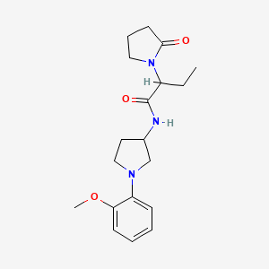 molecular formula C19H27N3O3 B7141436 N-[1-(2-methoxyphenyl)pyrrolidin-3-yl]-2-(2-oxopyrrolidin-1-yl)butanamide 