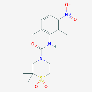 molecular formula C15H21N3O5S B7141458 N-(2,6-dimethyl-3-nitrophenyl)-2,2-dimethyl-1,1-dioxo-1,4-thiazinane-4-carboxamide 
