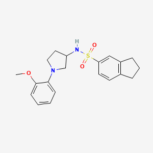 molecular formula C20H24N2O3S B7141507 N-[1-(2-methoxyphenyl)pyrrolidin-3-yl]-2,3-dihydro-1H-indene-5-sulfonamide 