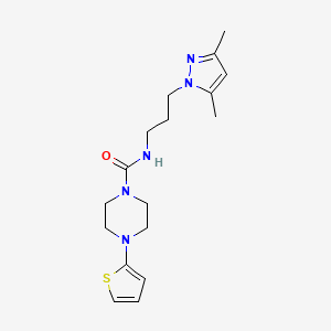 molecular formula C17H25N5OS B7141597 N-[3-(3,5-dimethylpyrazol-1-yl)propyl]-4-thiophen-2-ylpiperazine-1-carboxamide 
