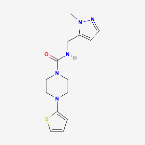 molecular formula C14H19N5OS B7141609 N-[(2-methylpyrazol-3-yl)methyl]-4-thiophen-2-ylpiperazine-1-carboxamide 