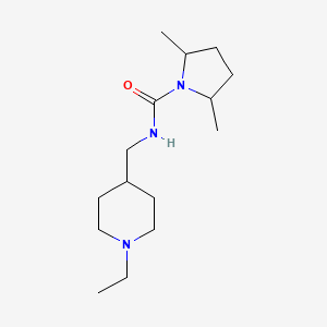 molecular formula C15H29N3O B7141682 N-[(1-ethylpiperidin-4-yl)methyl]-2,5-dimethylpyrrolidine-1-carboxamide 