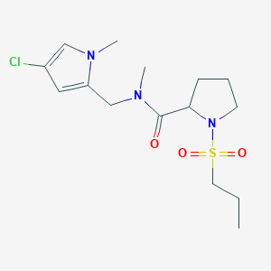 molecular formula C15H24ClN3O3S B7141714 N-[(4-chloro-1-methylpyrrol-2-yl)methyl]-N-methyl-1-propylsulfonylpyrrolidine-2-carboxamide 