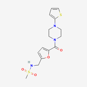 molecular formula C15H19N3O4S2 B7141727 N-[[5-(4-thiophen-2-ylpiperazine-1-carbonyl)furan-2-yl]methyl]methanesulfonamide 