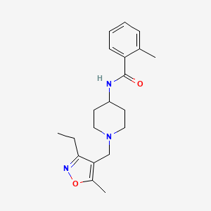 molecular formula C20H27N3O2 B7141760 N-[1-[(3-ethyl-5-methyl-1,2-oxazol-4-yl)methyl]piperidin-4-yl]-2-methylbenzamide 