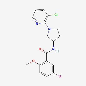 molecular formula C17H17ClFN3O2 B7141931 N-[1-(3-chloropyridin-2-yl)pyrrolidin-3-yl]-5-fluoro-2-methoxybenzamide 
