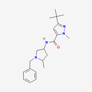 molecular formula C21H30N4O B7141975 N-(1-benzyl-5-methylpyrrolidin-3-yl)-5-tert-butyl-2-methylpyrazole-3-carboxamide 