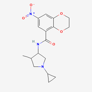 molecular formula C17H21N3O5 B7141982 N-(1-cyclopropyl-4-methylpyrrolidin-3-yl)-7-nitro-2,3-dihydro-1,4-benzodioxine-5-carboxamide 