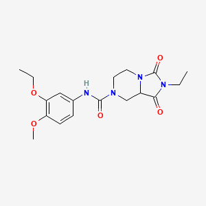 molecular formula C18H24N4O5 B7141998 N-(3-ethoxy-4-methoxyphenyl)-2-ethyl-1,3-dioxo-5,6,8,8a-tetrahydroimidazo[1,5-a]pyrazine-7-carboxamide 