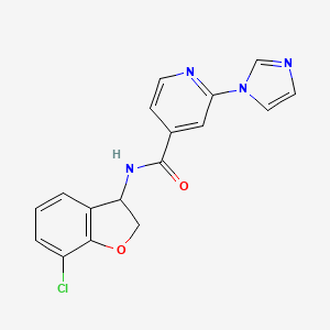 molecular formula C17H13ClN4O2 B7142057 N-(7-chloro-2,3-dihydro-1-benzofuran-3-yl)-2-imidazol-1-ylpyridine-4-carboxamide 