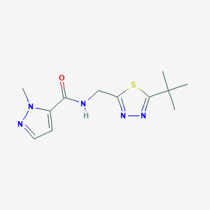molecular formula C12H17N5OS B7142171 N-[(5-tert-butyl-1,3,4-thiadiazol-2-yl)methyl]-2-methylpyrazole-3-carboxamide 