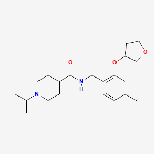 molecular formula C21H32N2O3 B7142179 N-[[4-methyl-2-(oxolan-3-yloxy)phenyl]methyl]-1-propan-2-ylpiperidine-4-carboxamide 