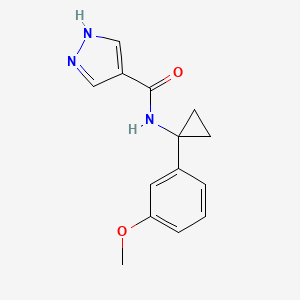 molecular formula C14H15N3O2 B7142292 N-[1-(3-methoxyphenyl)cyclopropyl]-1H-pyrazole-4-carboxamide 