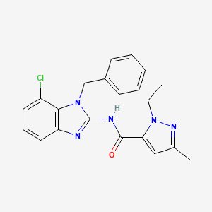 molecular formula C21H20ClN5O B7142295 N-(1-benzyl-7-chlorobenzimidazol-2-yl)-2-ethyl-5-methylpyrazole-3-carboxamide 