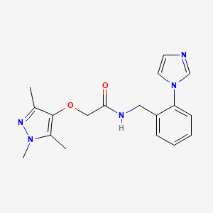 molecular formula C18H21N5O2 B7142411 N-[(2-imidazol-1-ylphenyl)methyl]-2-(1,3,5-trimethylpyrazol-4-yl)oxyacetamide 