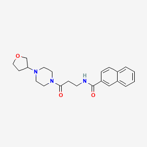 molecular formula C22H27N3O3 B7142453 N-[3-oxo-3-[4-(oxolan-3-yl)piperazin-1-yl]propyl]naphthalene-2-carboxamide 