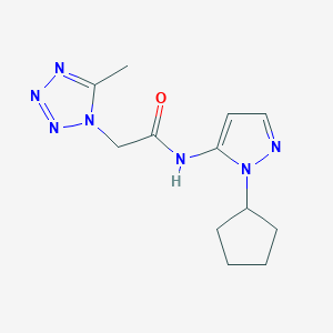molecular formula C12H17N7O B7142525 N-(2-cyclopentylpyrazol-3-yl)-2-(5-methyltetrazol-1-yl)acetamide 