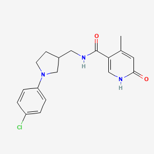 molecular formula C18H20ClN3O2 B7142550 N-[[1-(4-chlorophenyl)pyrrolidin-3-yl]methyl]-4-methyl-6-oxo-1H-pyridine-3-carboxamide 