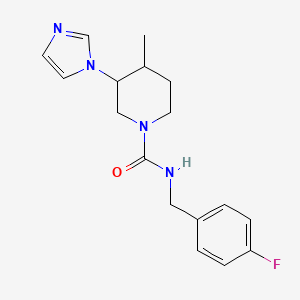 molecular formula C17H21FN4O B7142595 N-[(4-fluorophenyl)methyl]-3-imidazol-1-yl-4-methylpiperidine-1-carboxamide 