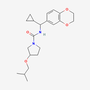 molecular formula C21H30N2O4 B7142684 N-[cyclopropyl(2,3-dihydro-1,4-benzodioxin-6-yl)methyl]-3-(2-methylpropoxy)pyrrolidine-1-carboxamide 
