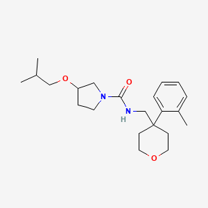molecular formula C22H34N2O3 B7142689 N-[[4-(2-methylphenyl)oxan-4-yl]methyl]-3-(2-methylpropoxy)pyrrolidine-1-carboxamide 