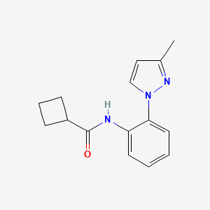 molecular formula C15H17N3O B7142732 N-[2-(3-methylpyrazol-1-yl)phenyl]cyclobutanecarboxamide 